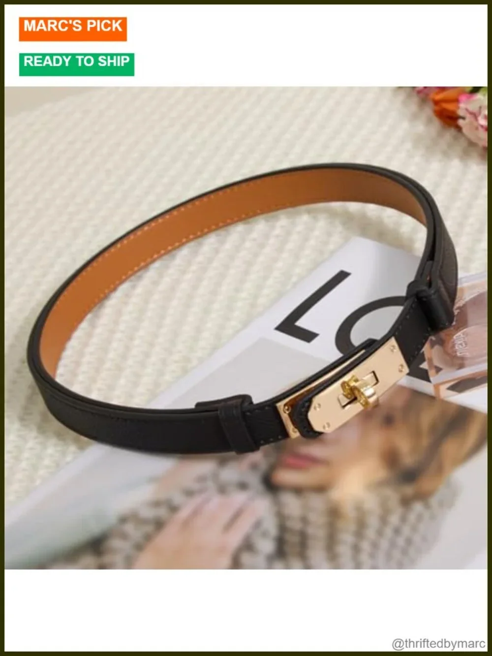 Women's Skinny Leather Belt with Turn-Lock Buckle – Adjustable for Dresses &